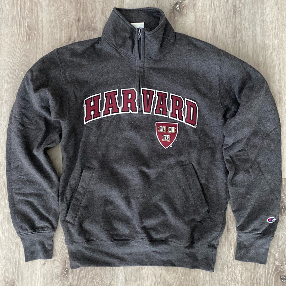 Champion Harvard Gray Quarter-Zip Sweatshirt